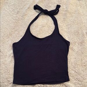 SHEIN Dark Blue Halter Neck Tank Top